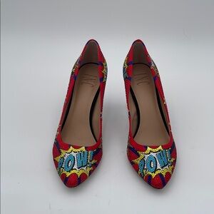 INC International Concepts Red and Blue Heels with Comic Print Batman 7.5 US